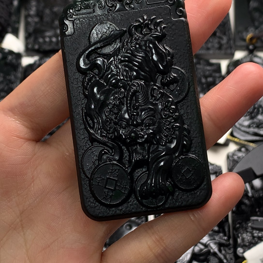 天然缅甸a货钢琴黑挂件