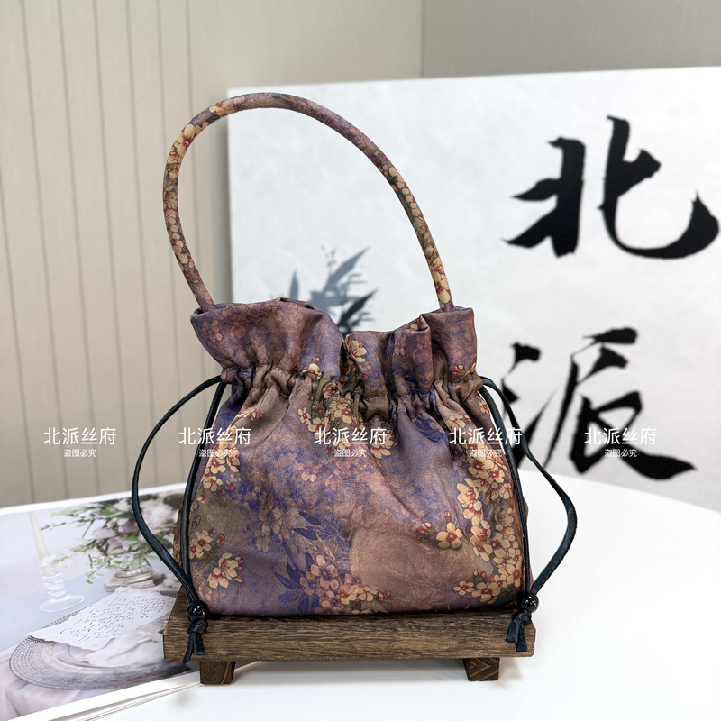 【菜篮子水桶包】新中式抽绳设计手提斜挎包带夹层30*20尺寸