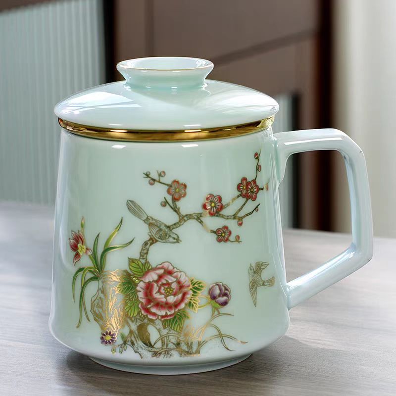 喜上眉梢办公杯粉青S17