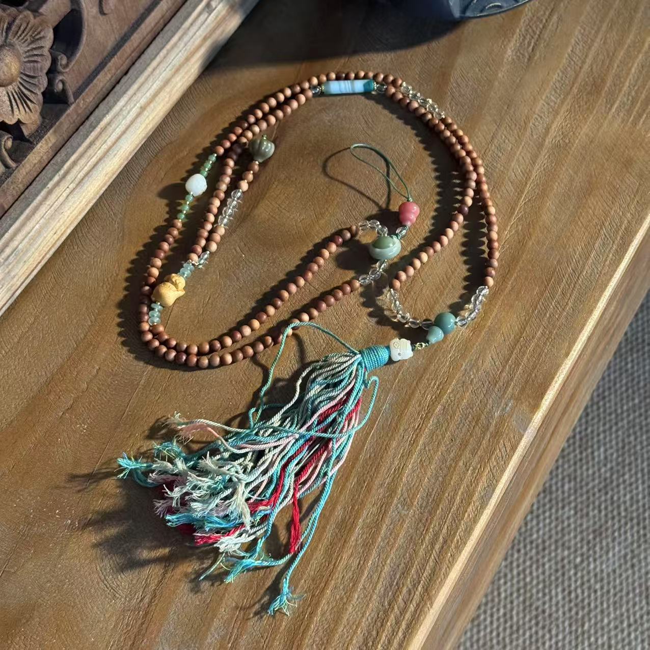 【去野知物】｜寻真｜原创长款老山木檀木手机链