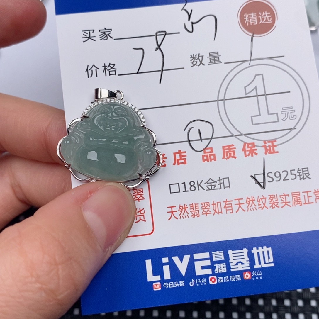 (***)翡翠银S925镶嵌颈饰