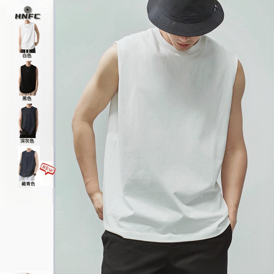 爆款热卖无袖T恤男士新款运动背心宽松纯棉马甲健身透气情侣1009