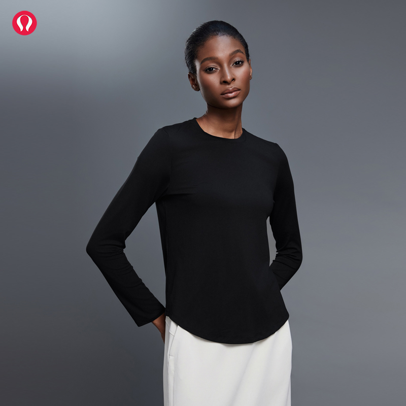 lulu露露首领秋圆领瑜伽服t恤宽松显瘦健身上衣休闲百搭运动长袖