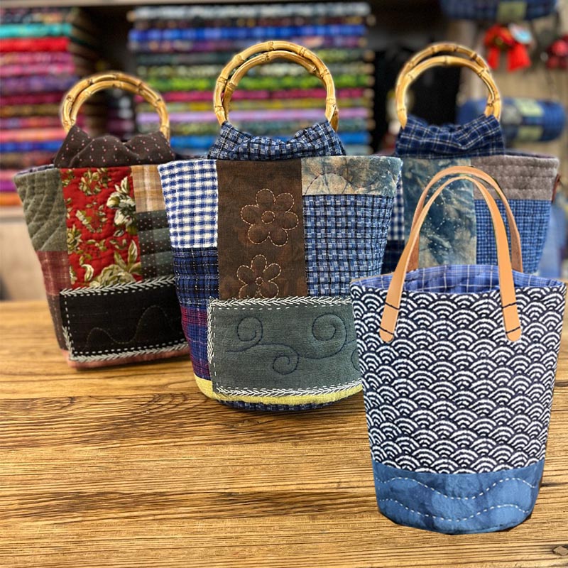 指间非遗鲁绣手挽包手工diy拼布包包材料包冰绡水桶包约16*25cm