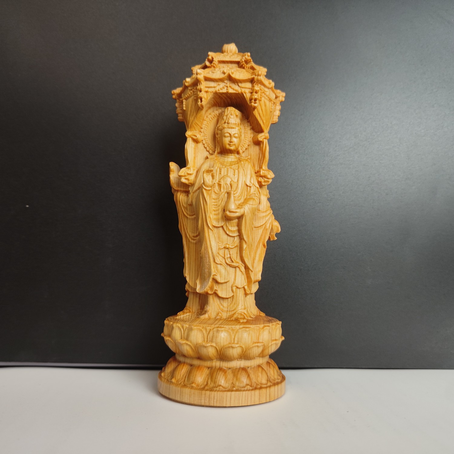 崖柏木西方三圣木雕木质工艺品摆件，高18cm