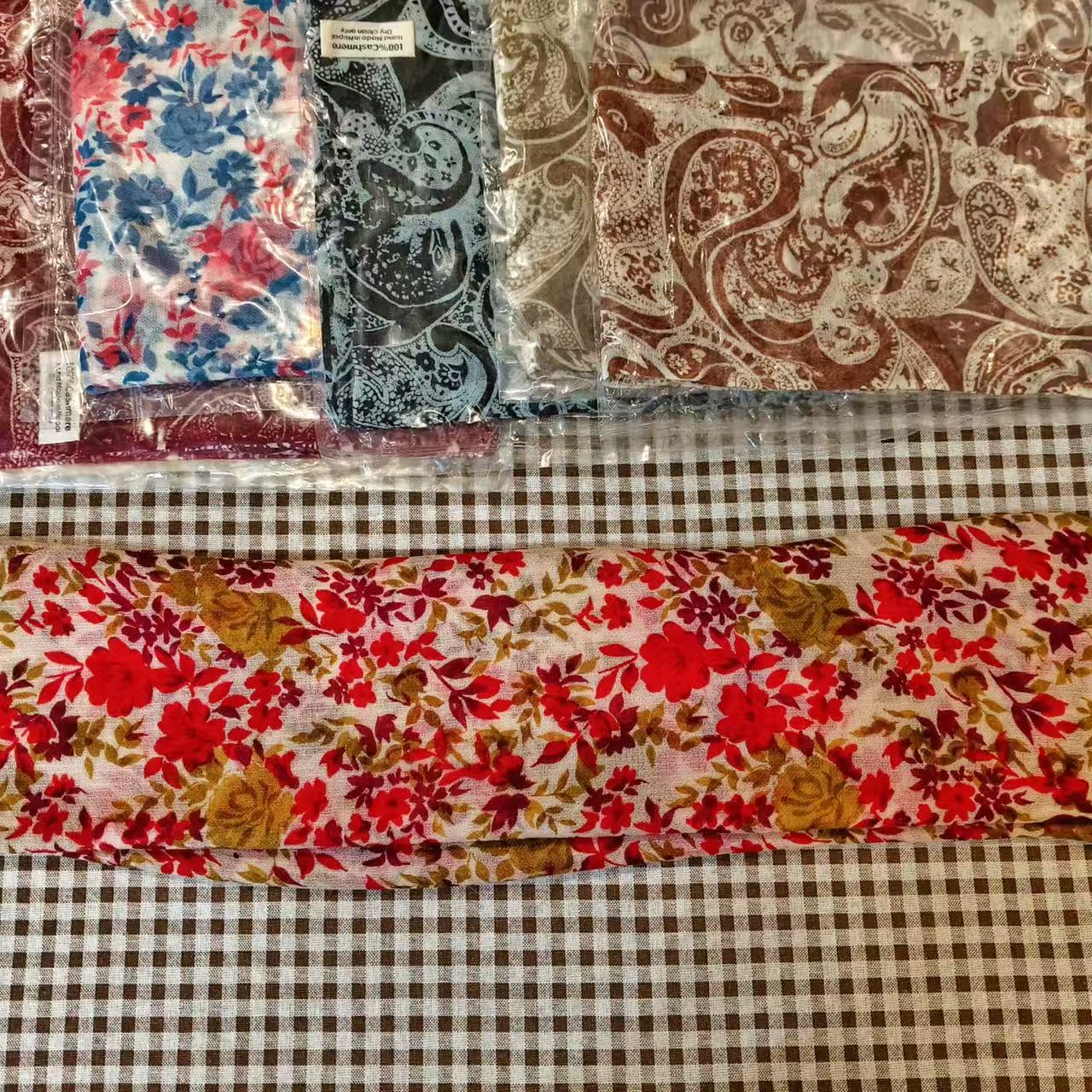 尼泊尔纯手工羊绒印花围巾选款链接（直播间选款拍）