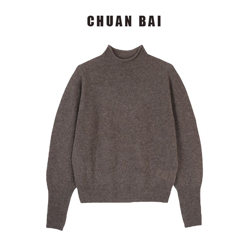 CHUANBAI秋冬一线成衣圆领宽松牦牛绒针织衫半高领长袖毛衣-32532