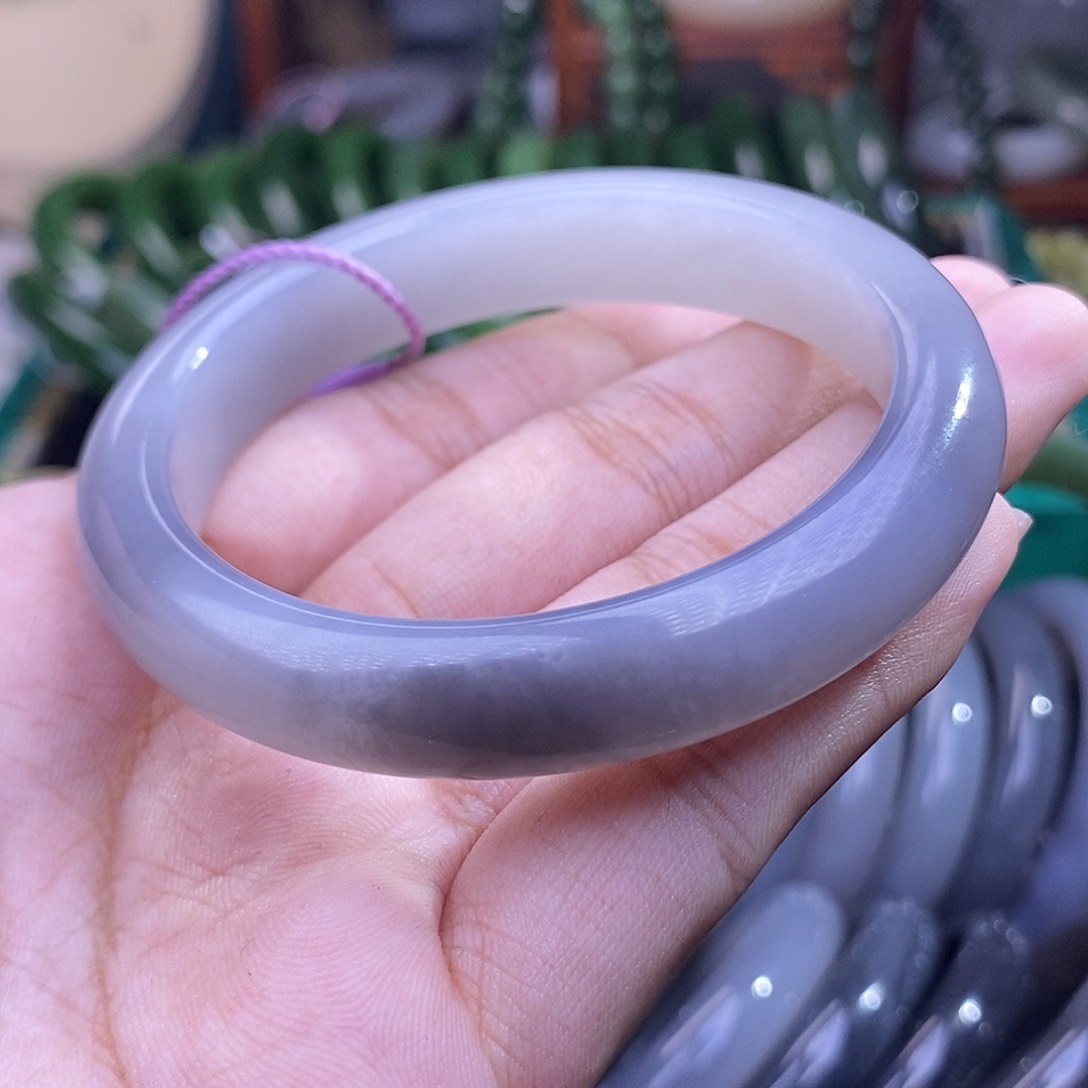 和田玉浓烟紫冰底手镯55.3未镶嵌