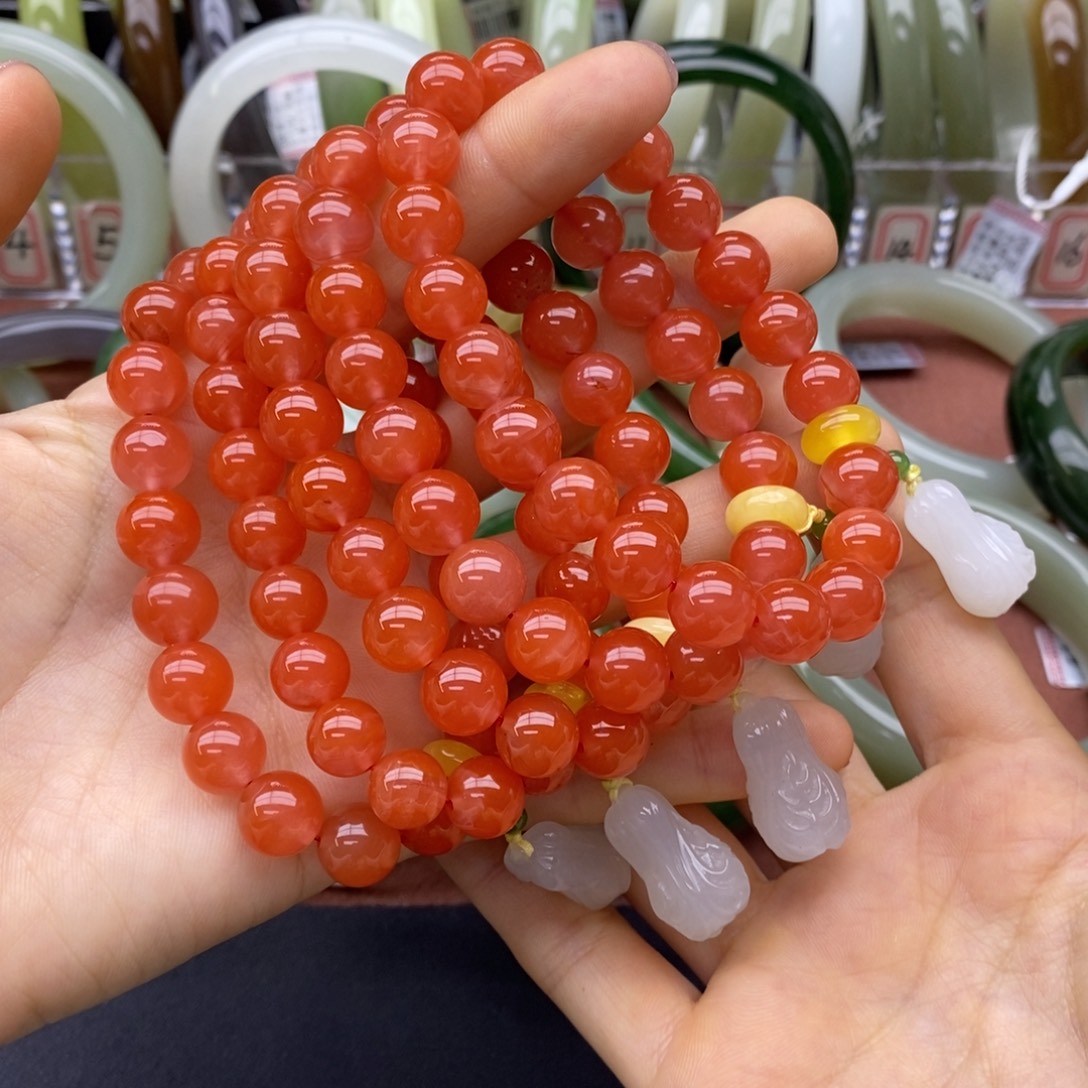 南红玛瑙未镶嵌手串卡10