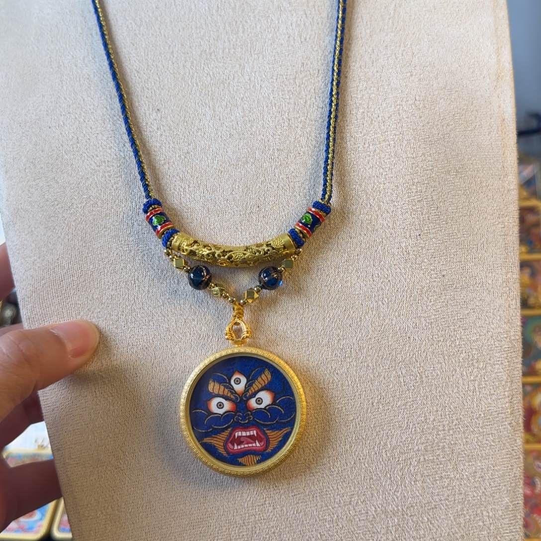 吊坠大黑天热贡唐卡