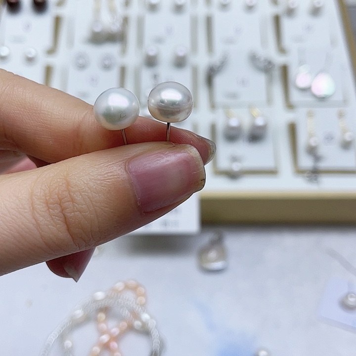 淡水珍珠耳饰银S925镶嵌古*云