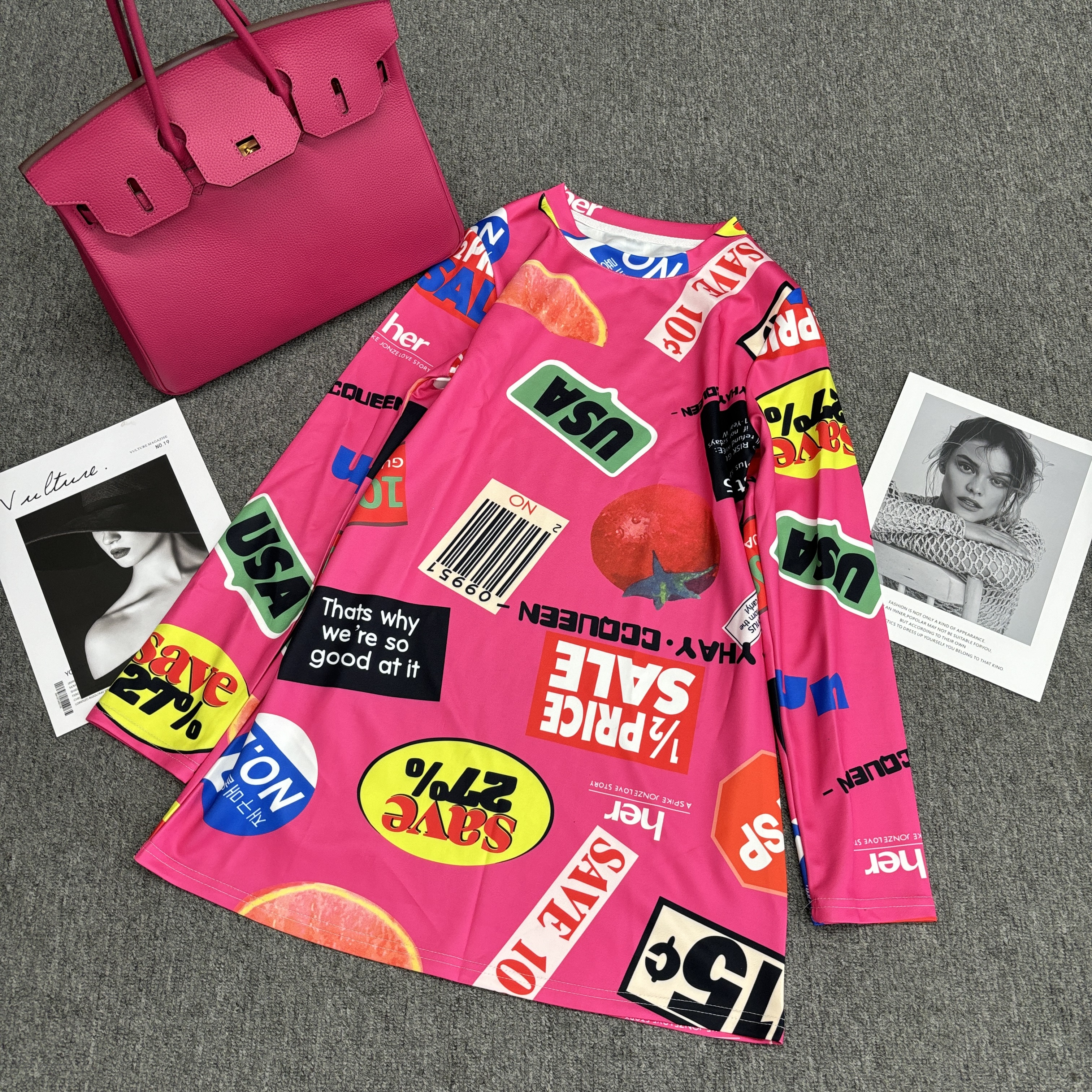 X225设计师定制款弹力贡棉印花长款衫