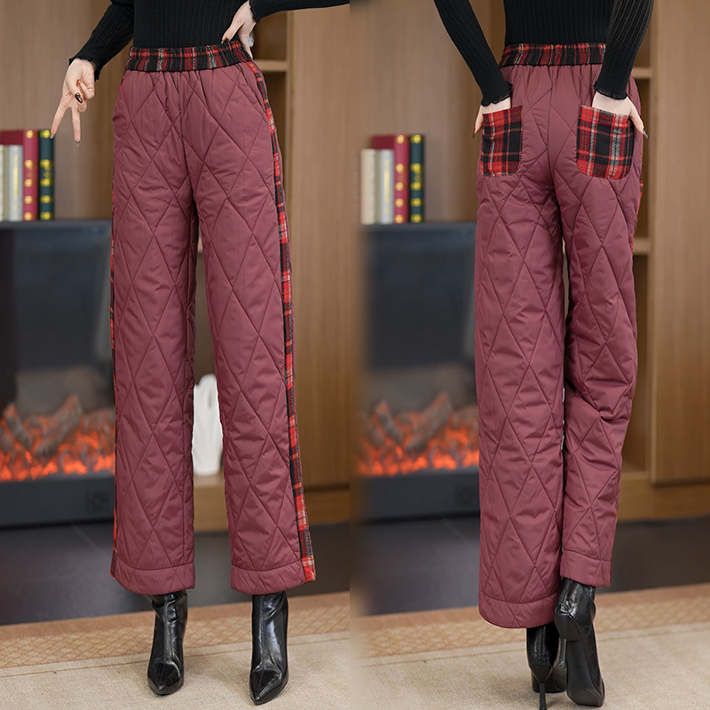 （有运费补贴）高腰显瘦加厚保暖棉裤阔腿裤女士冬季羽绒棉长裤