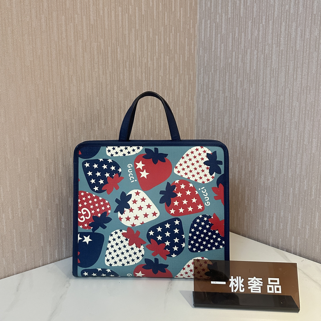 95新 GUCCI/古驰 一桃/古驰 儿童包草莓手提