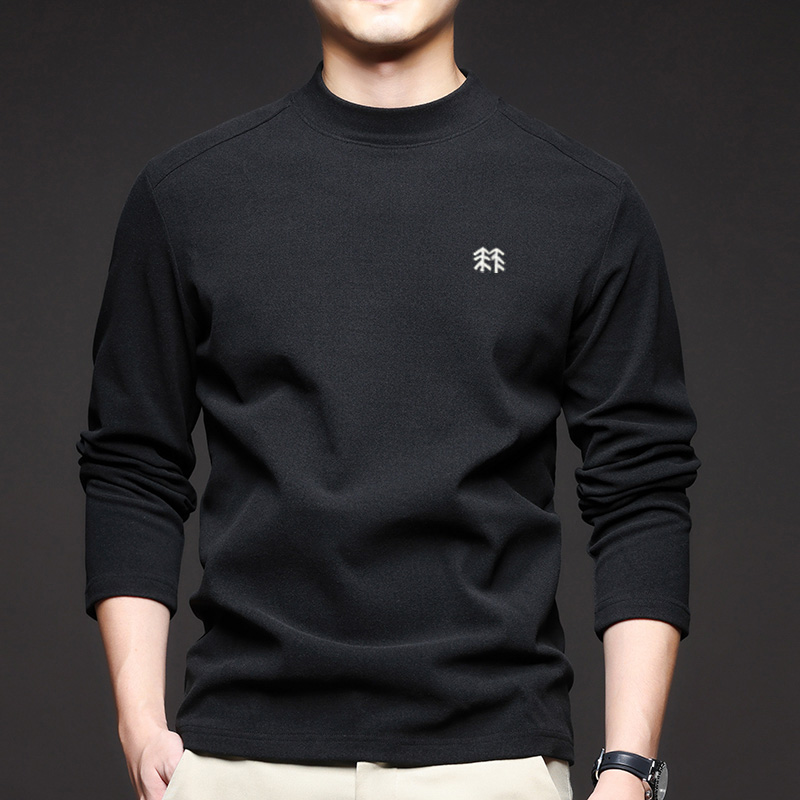 【奥莱撤柜】秋冬高档户外轻奢中年男士德绒半高领T恤时尚打底卫衣