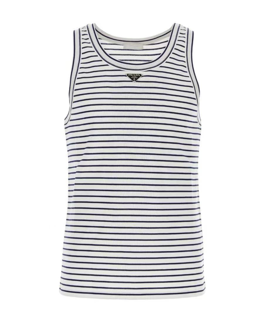 未使用 Prada/普拉达 金属徽标条纹背心