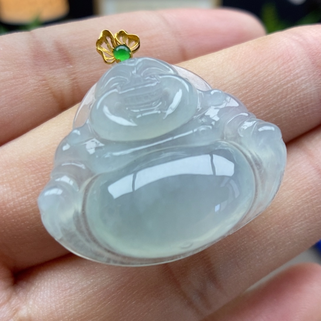 翡翠18K金镶嵌颈饰吊坠