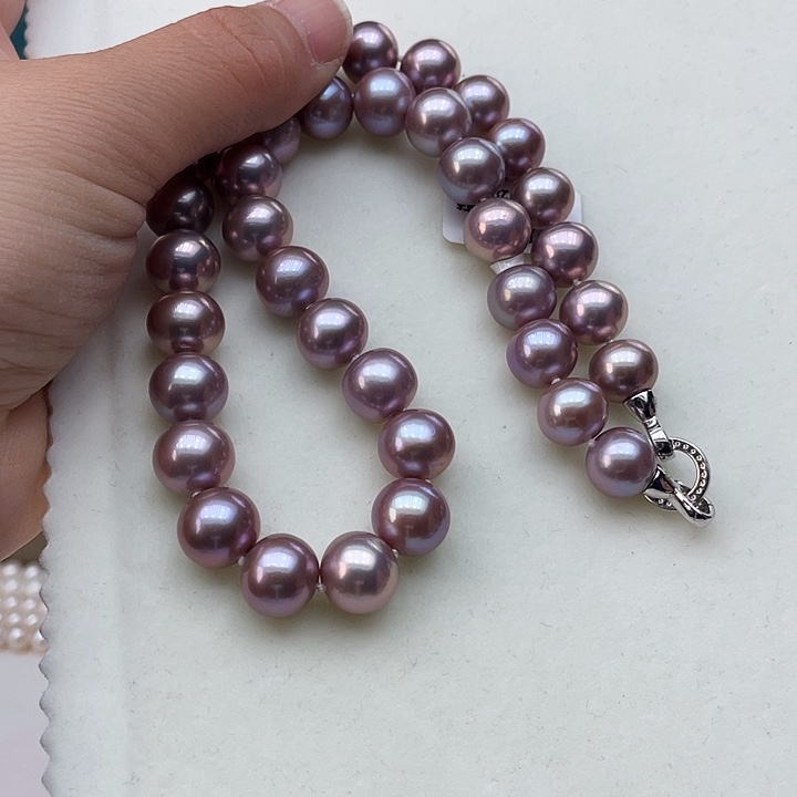 淡水珍珠颈饰银S925镶嵌卡12➕高品极光帝王紫毕业级收藏级