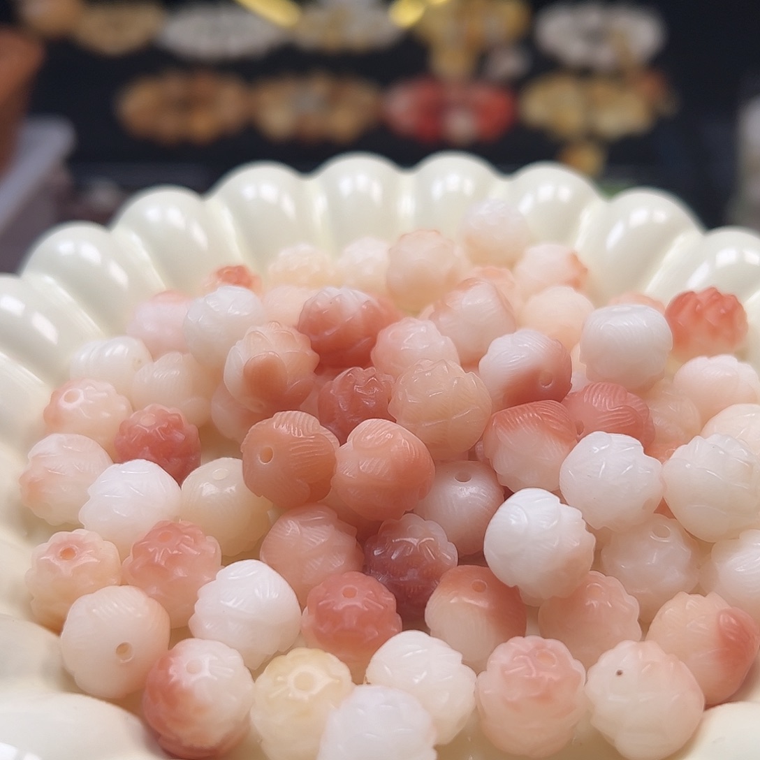 菩提根/象牙果手串卡12左右粉飘莲花23颗