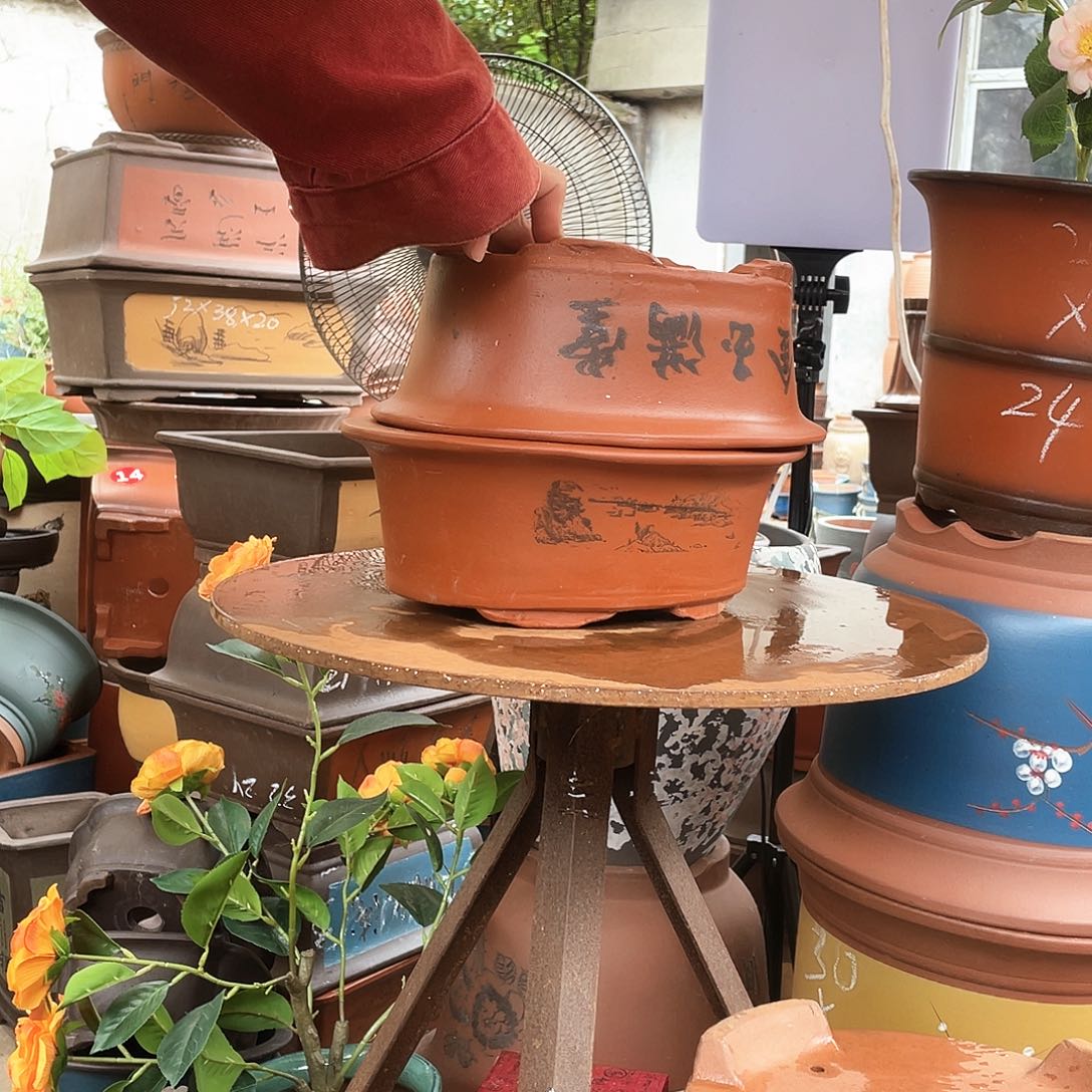 2个30红椭圆花盆紫砂花盆紫砂
