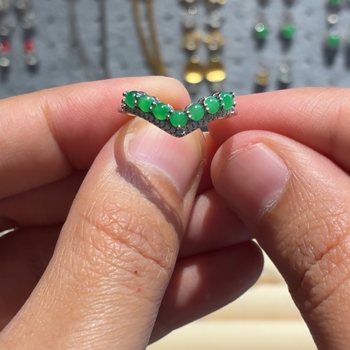 翡翠银S925镶嵌戒指B01