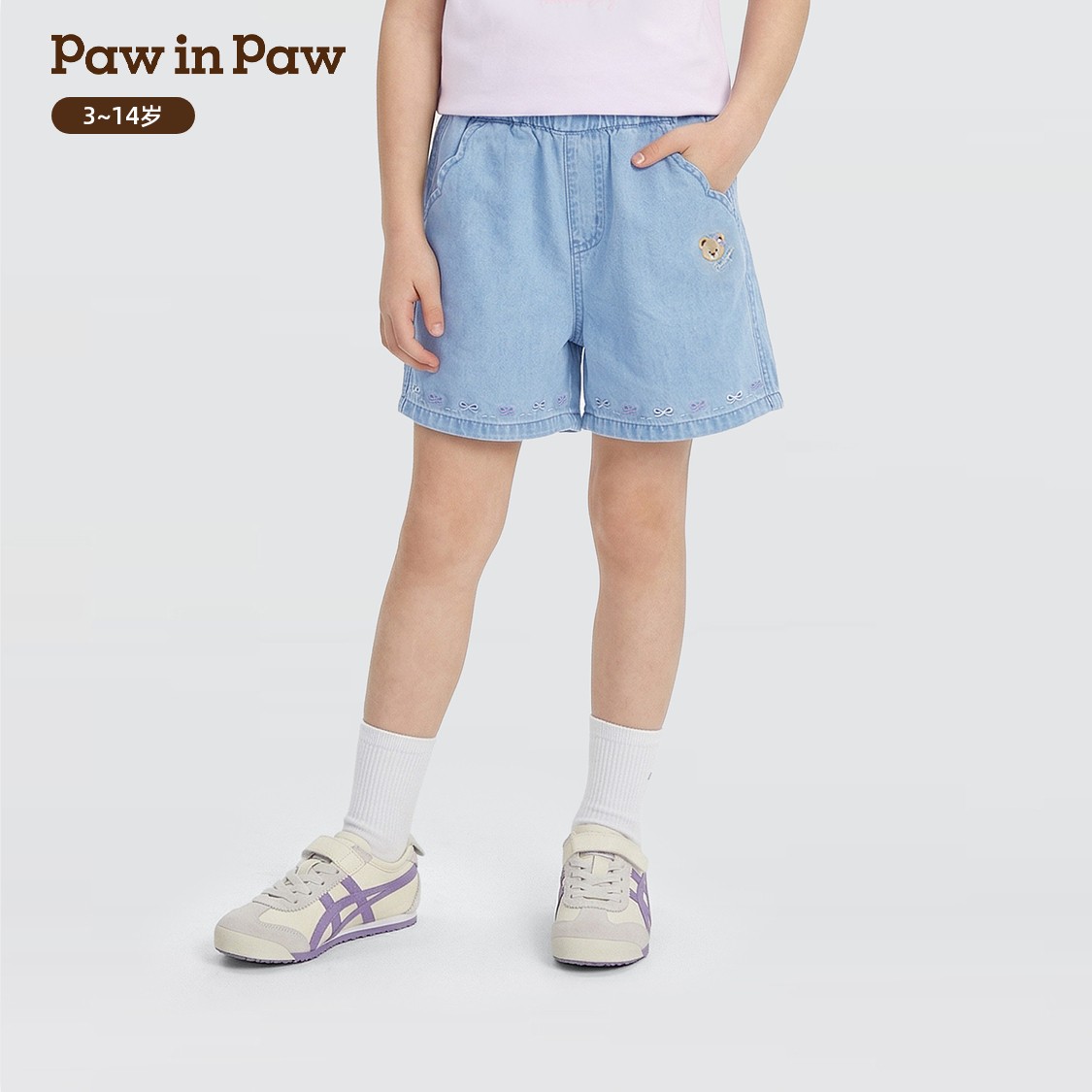 【商场同款】PawinPaw童装26年夏季新款女童牛仔短裤宽松PCTJG2422K