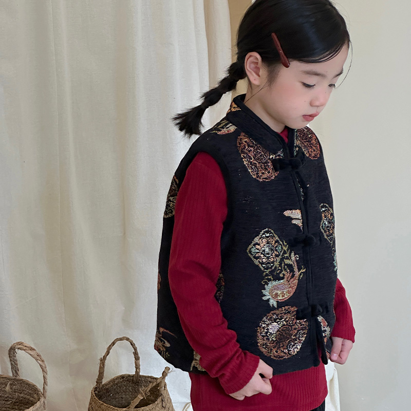 【雪尼尔国风】盘扣刺绣福字马甲洋气中式复古43065