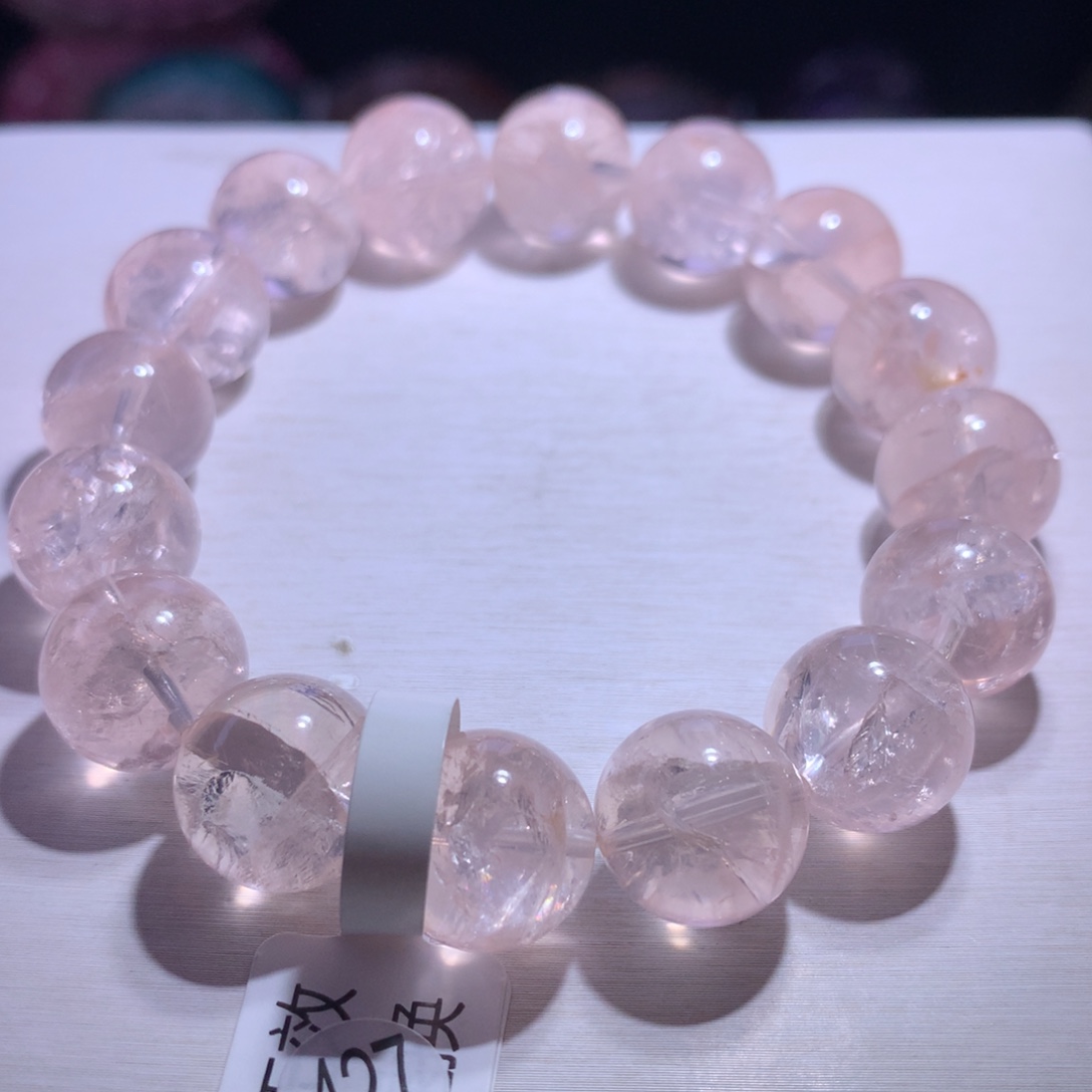 水晶手串银S925镶嵌粉啊赛13.9m