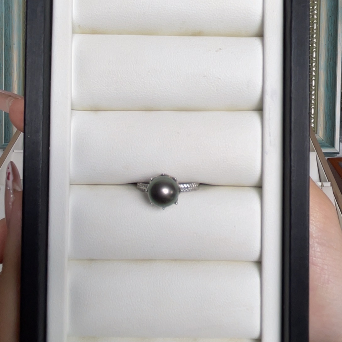 海水珍珠戒圈银S925镶嵌
