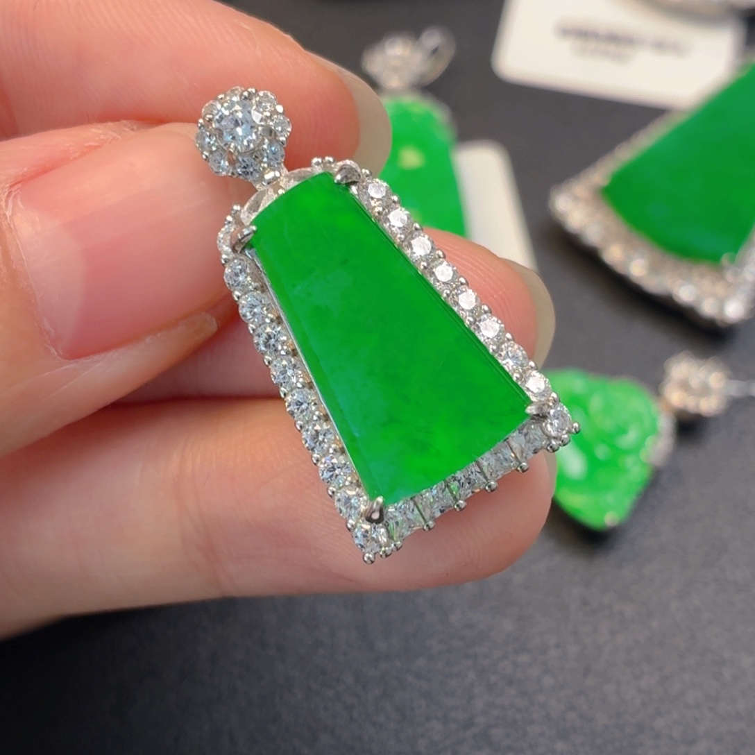 翡翠银S925镶嵌吊坠(不含链)