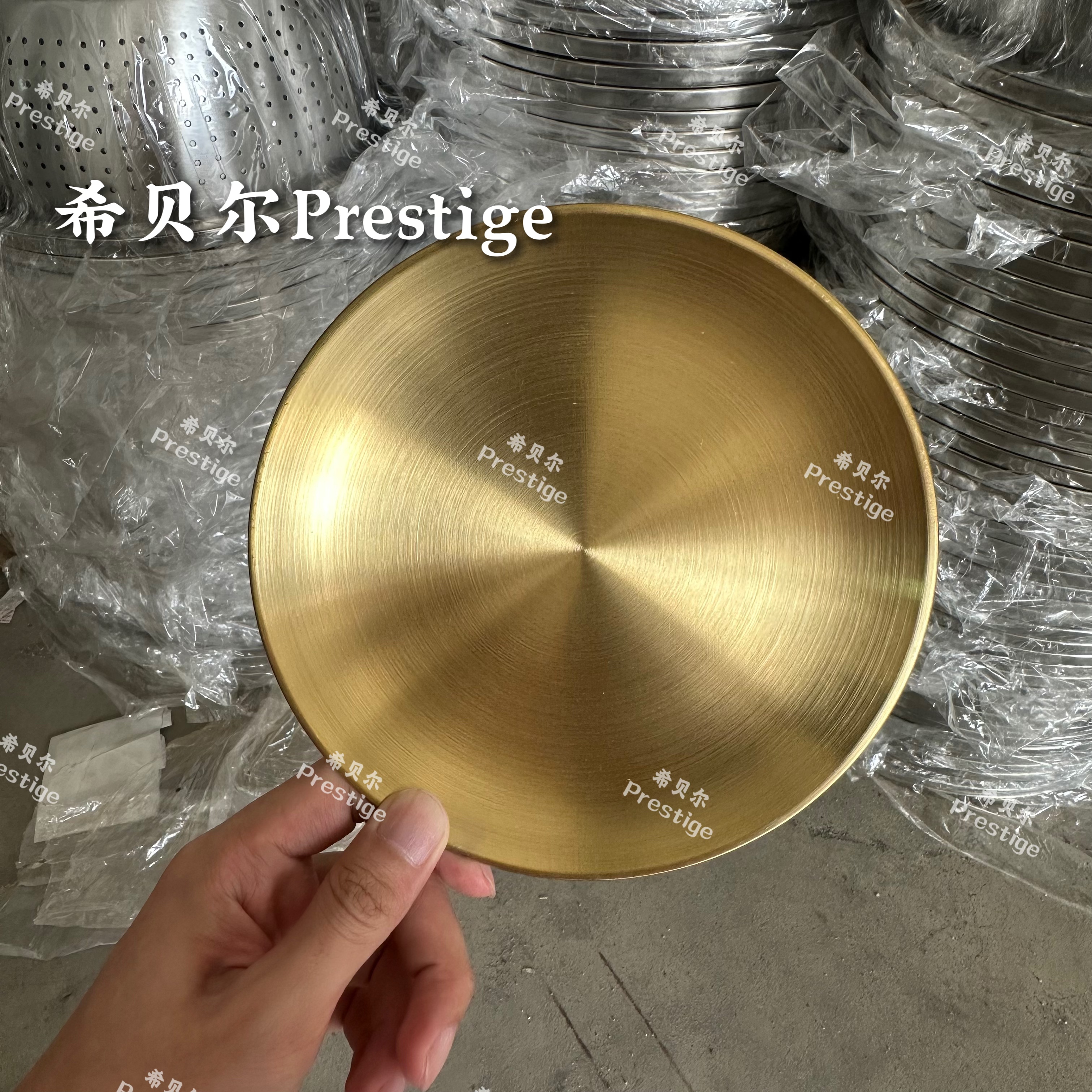 【开播礼物】3单   5单拿！17CM韩式盘不锈钢烤肉盘圆盘家用菜盘金色