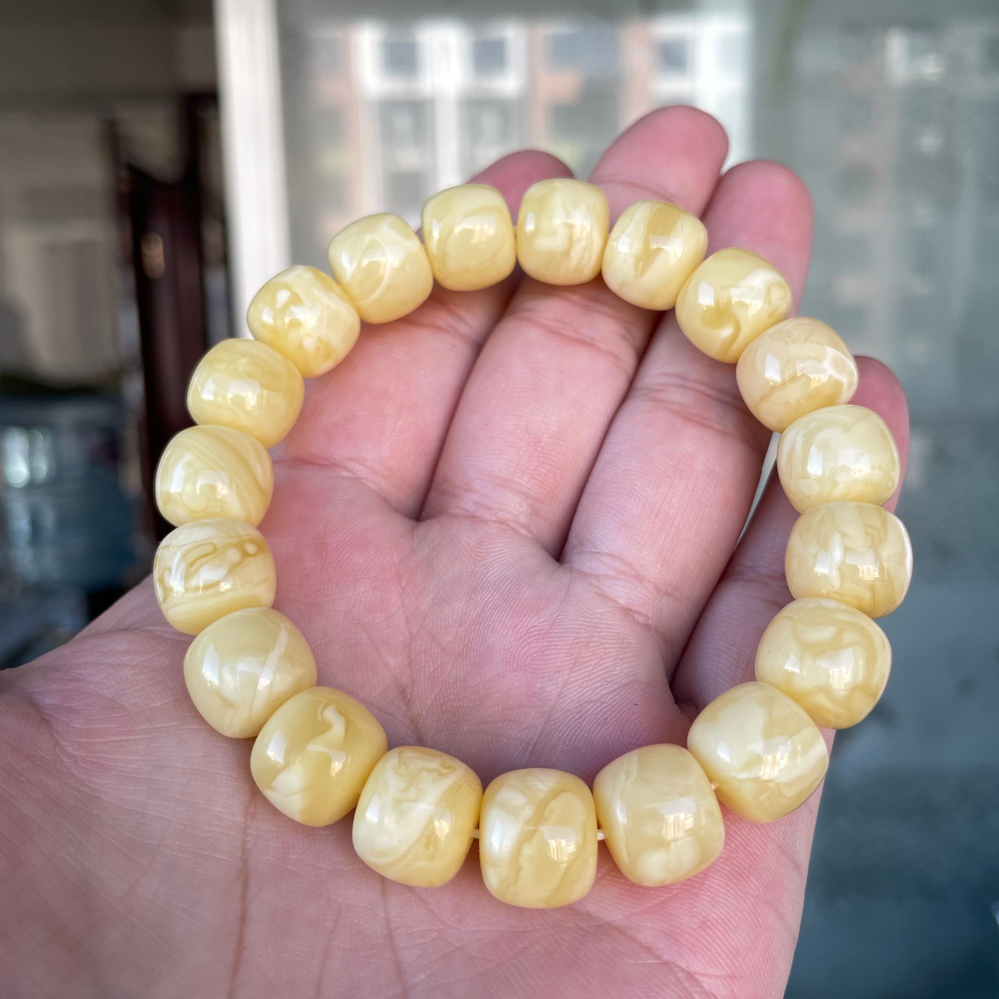 俄料满蜡奶油芝士蜡老型手串12.8mm抖音质检发货时尚