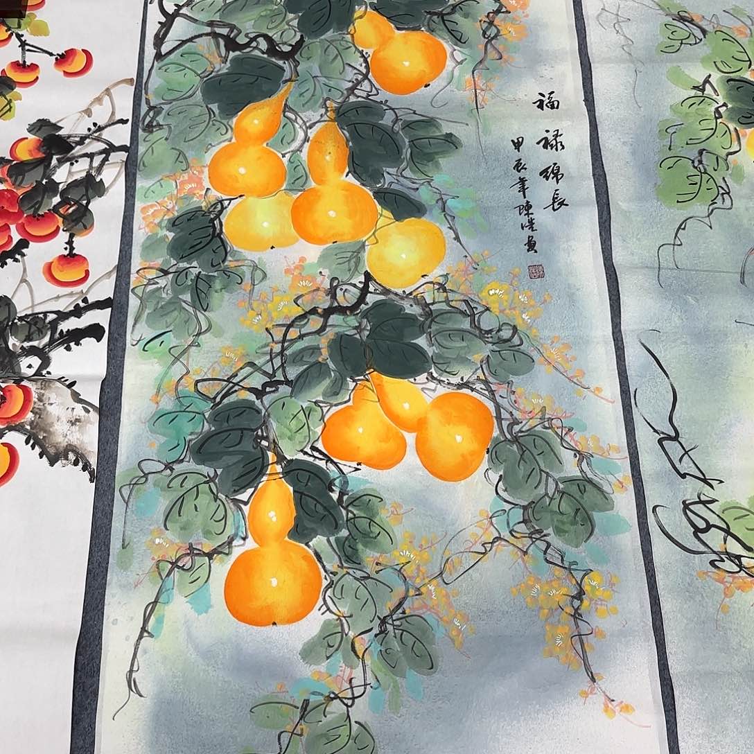 国画尺寸70X138手绘作品 