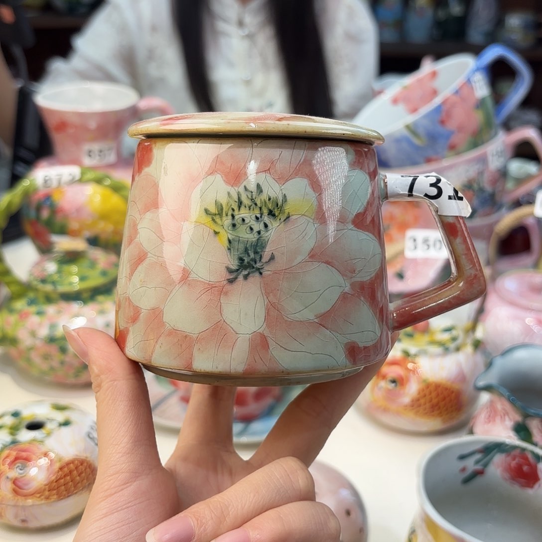 瓷片景德镇手绘高温釉下彩陶瓷茶具