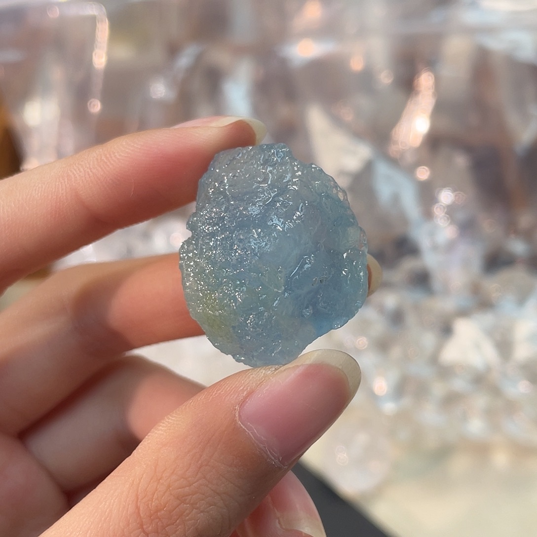 手链未镶嵌水晶海蓝宝原石 113号