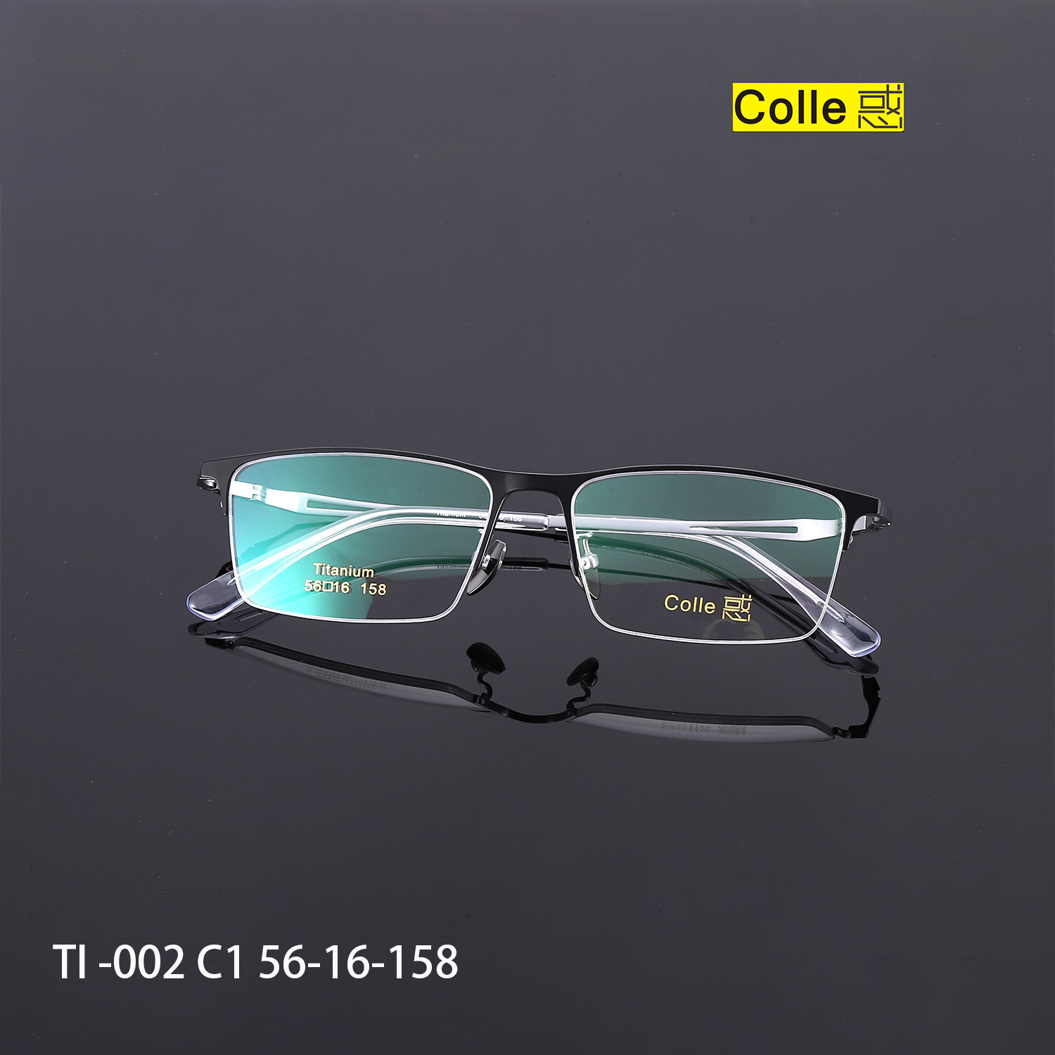 Colle惑TI-002大脸男士商务半框眼镜专利双铰链设计加宽大脸眼镜