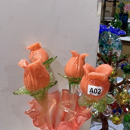 琉璃花瓶高45厘米宽9