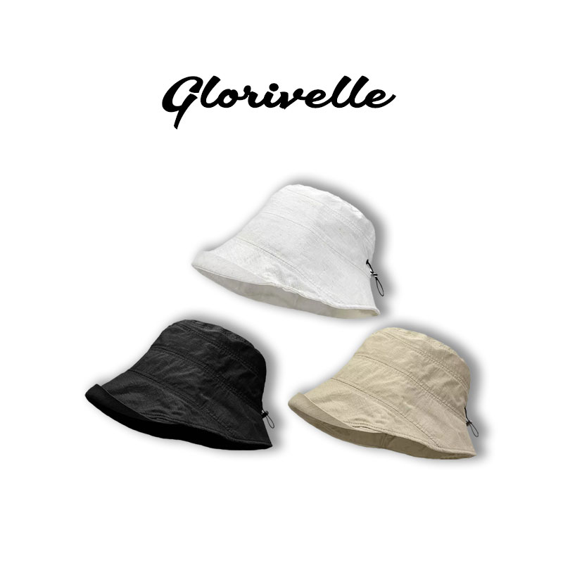 Glorivelle纯色渔夫帽子轻薄透气可折叠水桶盆帽