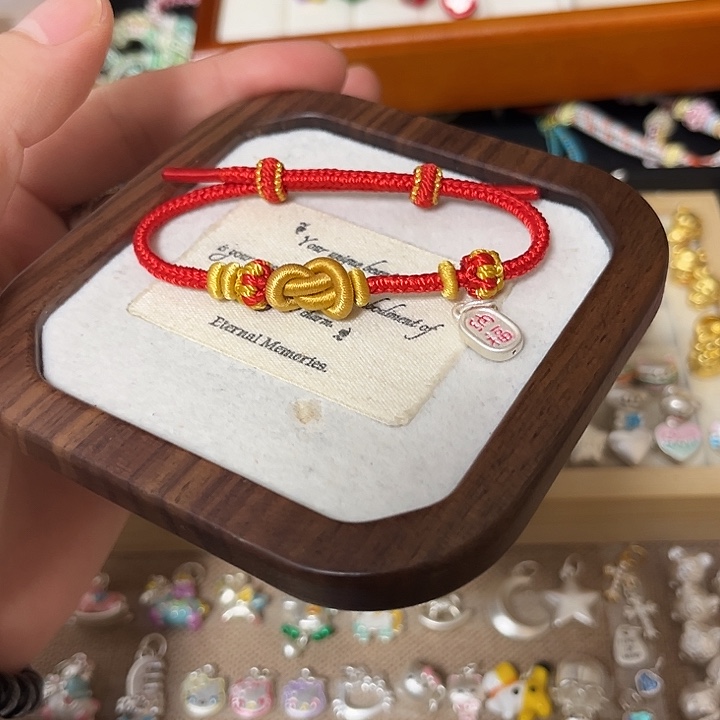 一****足银布艺纳福元宝结高配手绳