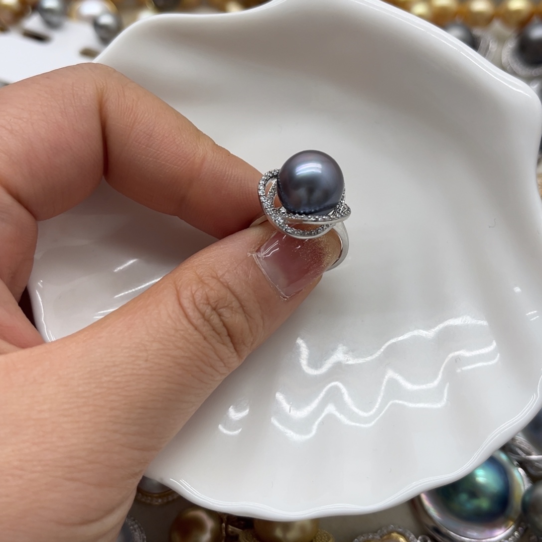 戒指银S925镶嵌海水珍珠