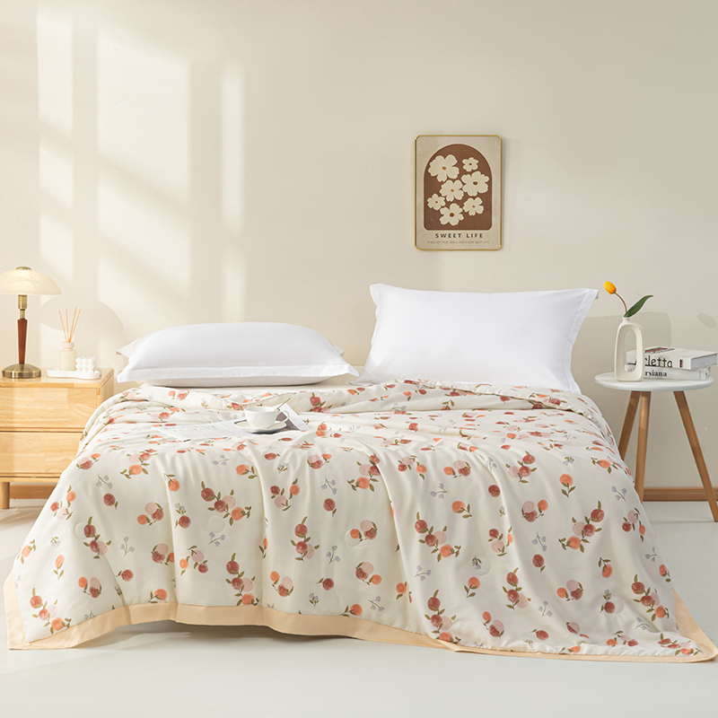 宝缦印花天丝夏被双人凉感双面天丝撞色夏天季冰丝薄款被子夏凉被