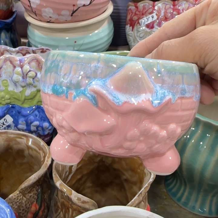 凑9块包邮，有孔，陶瓷花盆