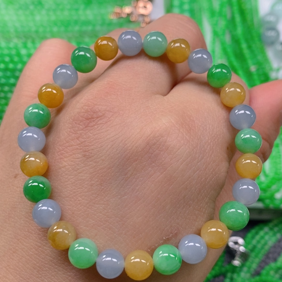 翡翠颈饰未镶嵌冰种多宝手链7m' m