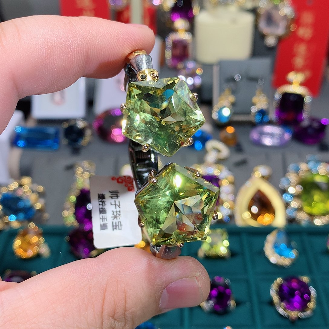 水晶手镯银S925镶嵌手镯