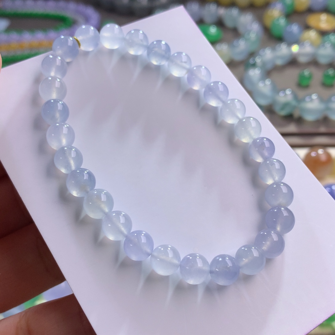 翡翠手链未镶嵌卡6.5 冰幻彩粉紫