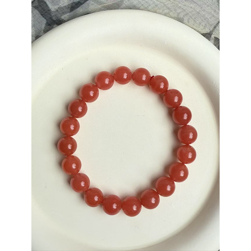 N081天然原矿无烤色南红9+mm圆珠单圈手串精美百搭款多样性发其一