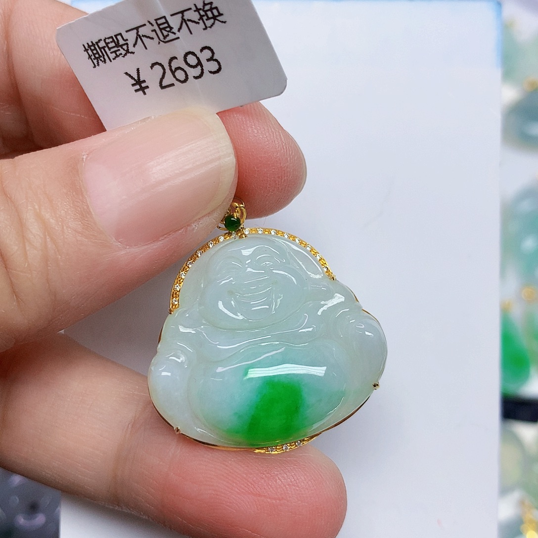 翡翠18K金镶嵌颈饰356788