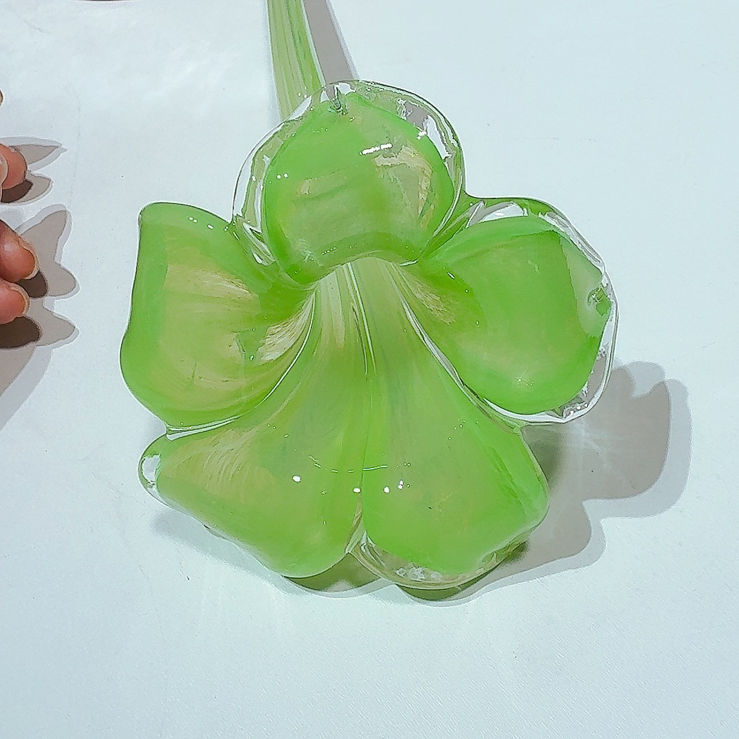 绿色喇叭花花琉璃装饰创意桌面摆件小摆件