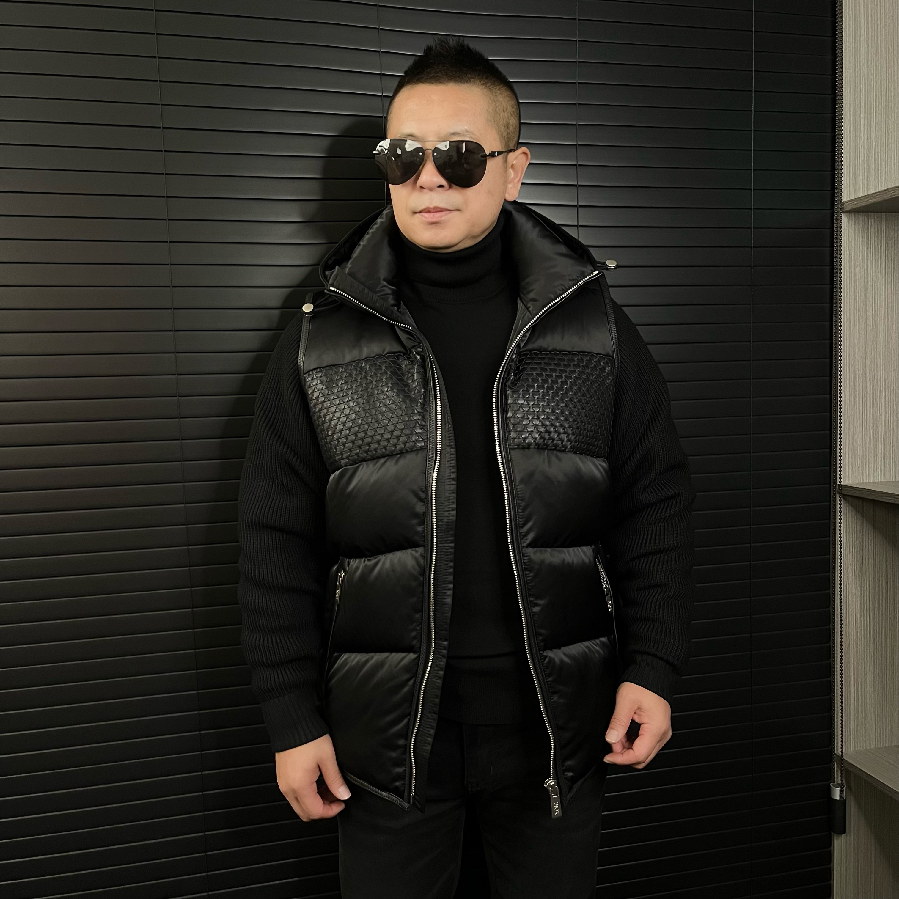 连帽明线工装风羽绒服袖子可脱卸马甲羽绒服两穿时尚百搭-21070
