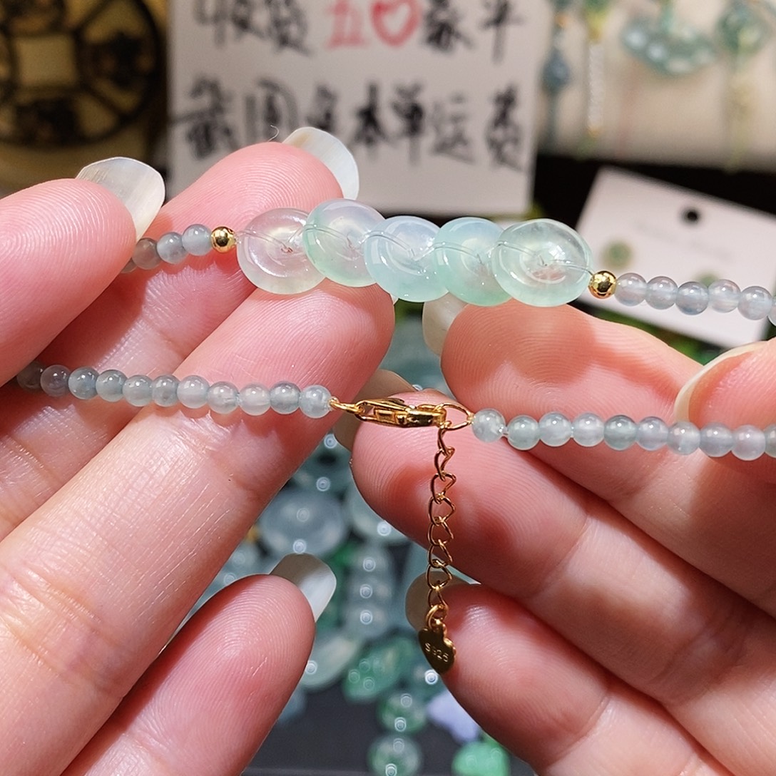 翡翠未镶嵌颈饰五帝钱手链可